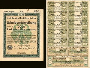 Anleihe des Deutfchen Reichs Schuldverfchreibung - 2,000 German Mark Bond (Uncanceled)